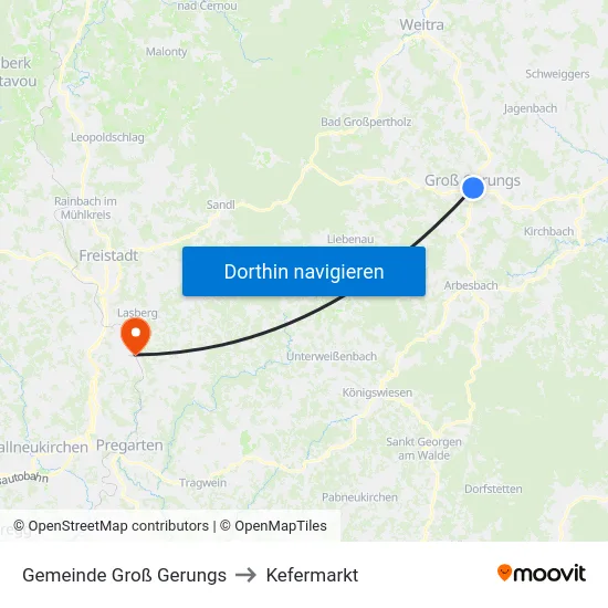 Gemeinde Groß Gerungs to Kefermarkt map