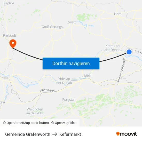 Gemeinde Grafenwörth to Kefermarkt map