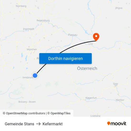 Gemeinde Stans to Kefermarkt map