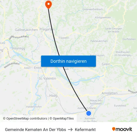 Gemeinde Kematen An Der Ybbs to Kefermarkt map