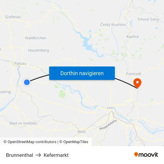 Brunnenthal to Kefermarkt map