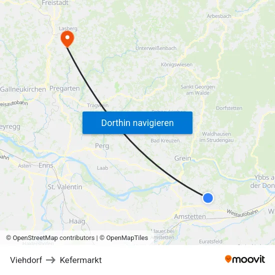 Viehdorf to Kefermarkt map