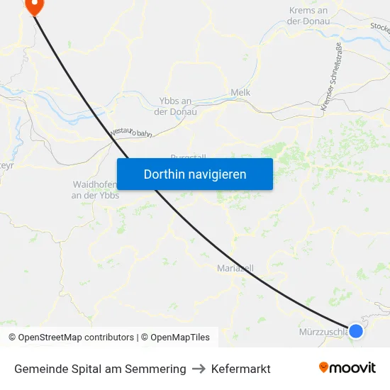 Gemeinde Spital am Semmering to Kefermarkt map