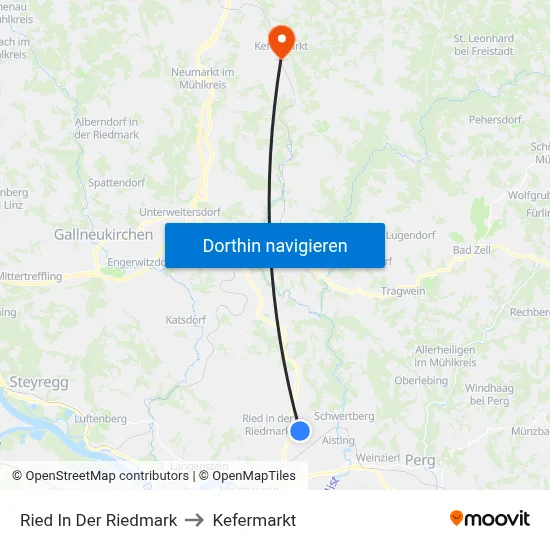 Ried In Der Riedmark to Kefermarkt map