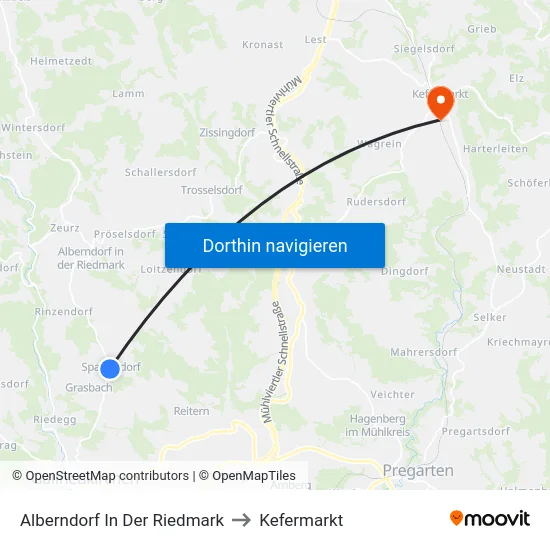 Alberndorf In Der Riedmark to Kefermarkt map