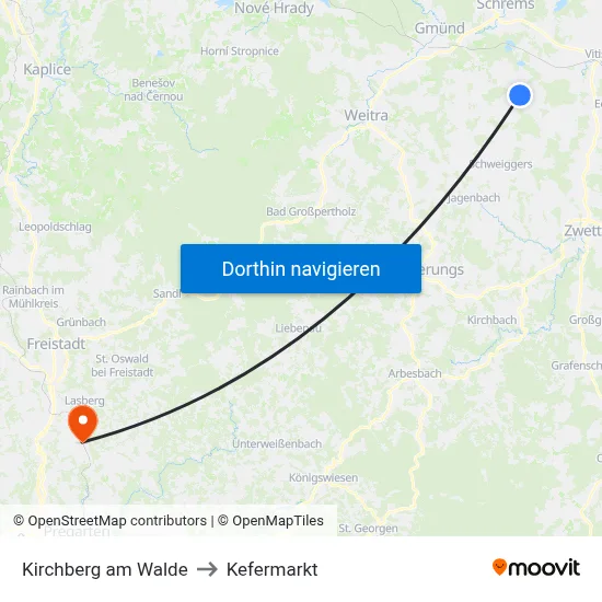 Kirchberg am Walde to Kefermarkt map