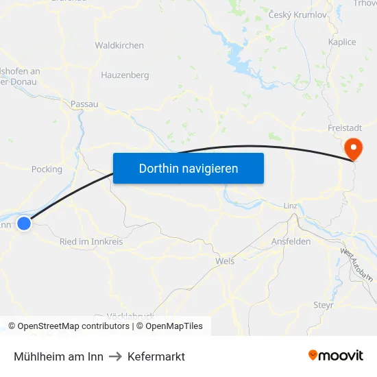 Mühlheim am Inn to Kefermarkt map