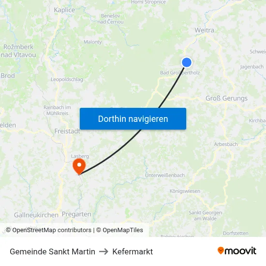 Gemeinde Sankt Martin to Kefermarkt map