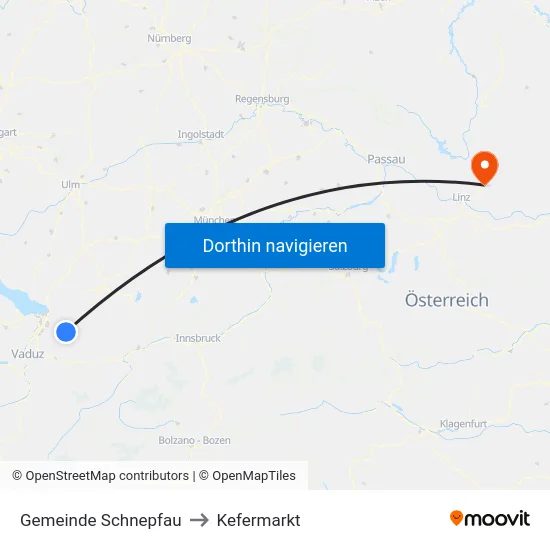 Gemeinde Schnepfau to Kefermarkt map