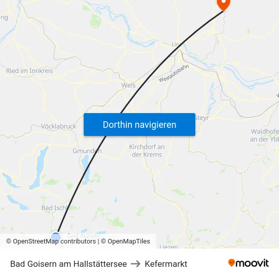 Bad Goisern am Hallstättersee to Kefermarkt map