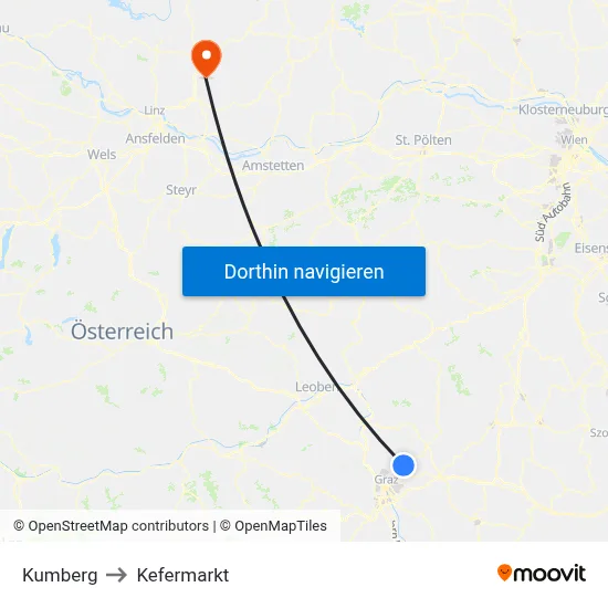 Kumberg to Kefermarkt map