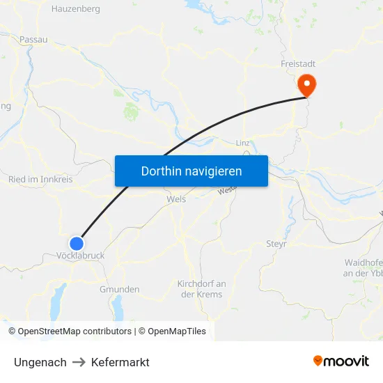 Ungenach to Kefermarkt map