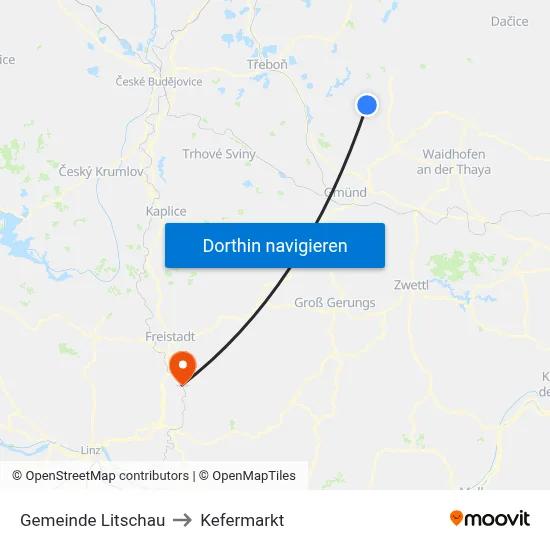 Gemeinde Litschau to Kefermarkt map