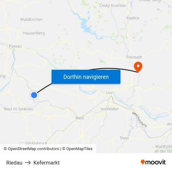 Riedau to Kefermarkt map
