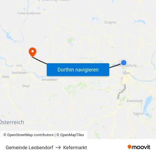 Gemeinde Leobendorf to Kefermarkt map