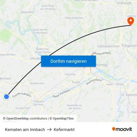 Kematen am Innbach to Kefermarkt map