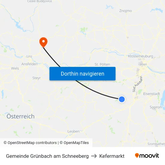 Gemeinde Grünbach am Schneeberg to Kefermarkt map