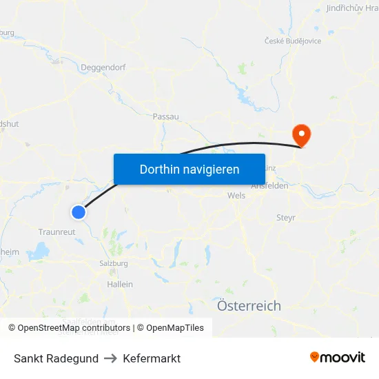 Sankt Radegund to Kefermarkt map
