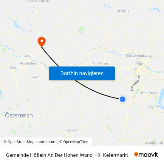 Gemeinde Höflein An Der Hohen Wand to Kefermarkt map