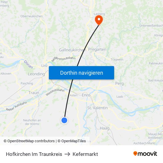 Hofkirchen Im Traunkreis to Kefermarkt map