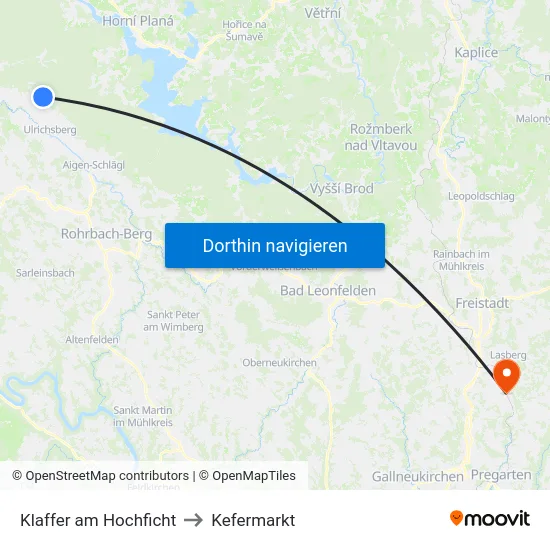 Klaffer am Hochficht to Kefermarkt map