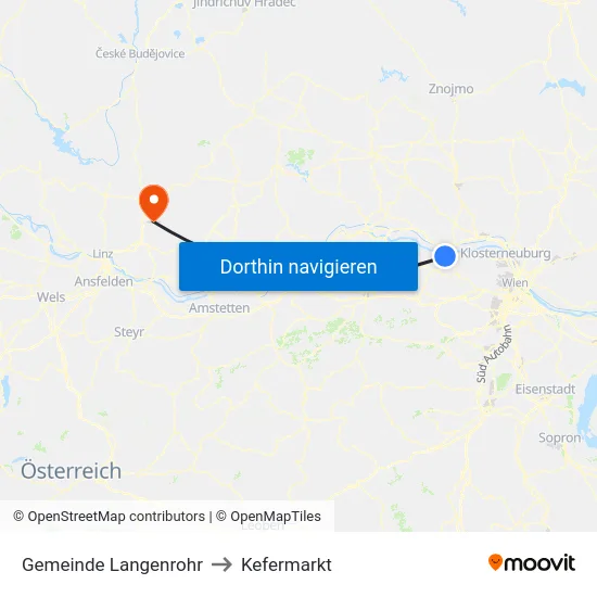 Gemeinde Langenrohr to Kefermarkt map