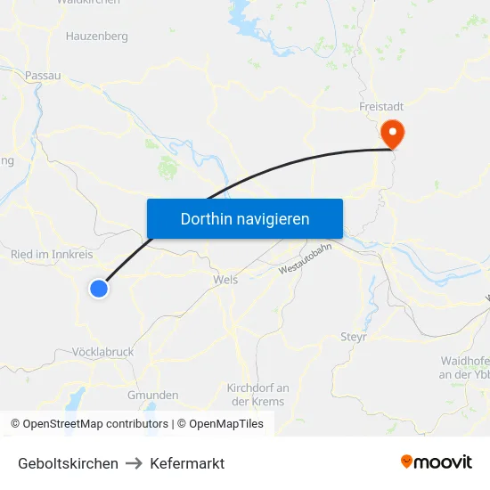 Geboltskirchen to Kefermarkt map