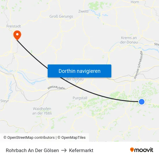 Rohrbach An Der Gölsen to Kefermarkt map