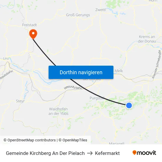 Gemeinde Kirchberg An Der Pielach to Kefermarkt map