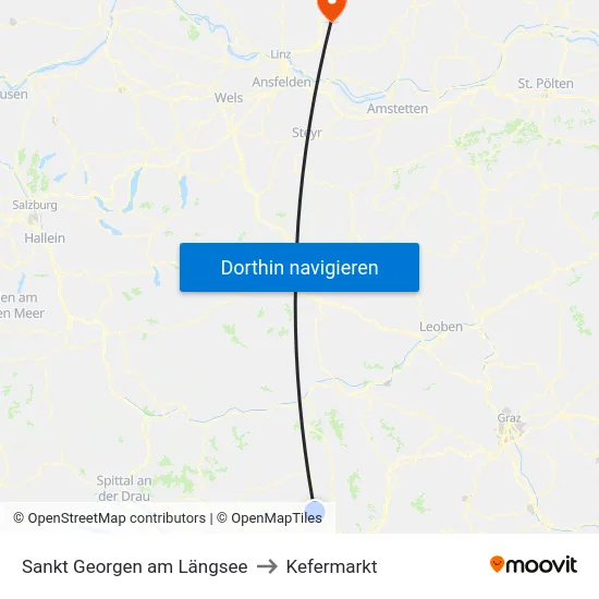 Sankt Georgen am Längsee to Kefermarkt map