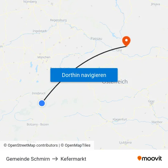 Gemeinde Schmirn to Kefermarkt map