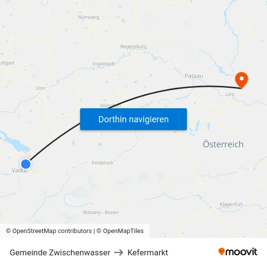 Gemeinde Zwischenwasser to Kefermarkt map