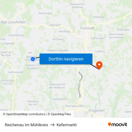 Reichenau Im Mühlkreis to Kefermarkt map