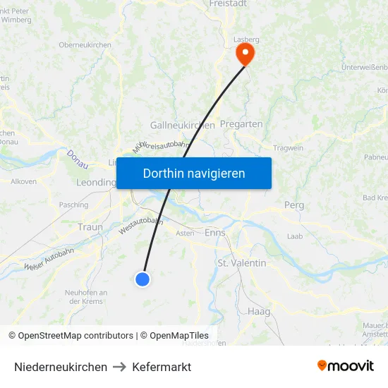 Niederneukirchen to Kefermarkt map