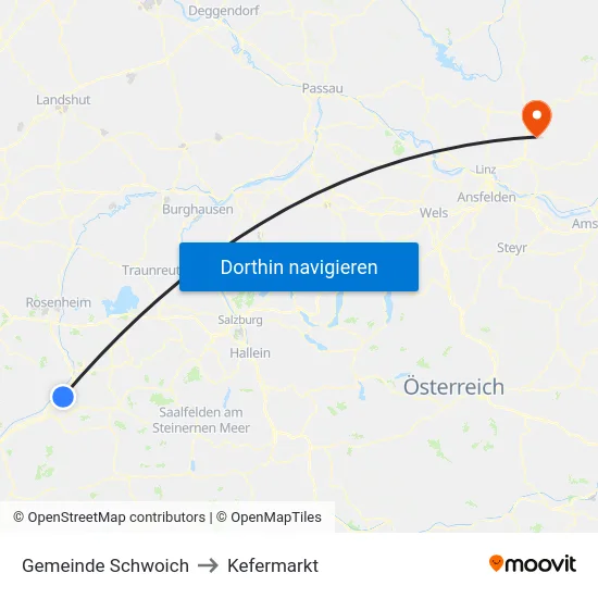 Gemeinde Schwoich to Kefermarkt map