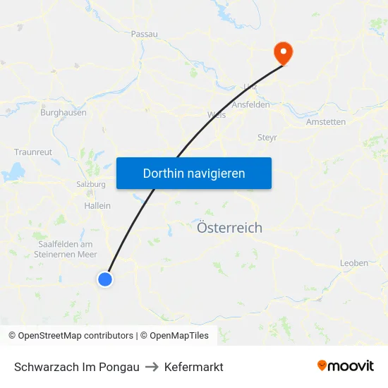 Schwarzach Im Pongau to Kefermarkt map