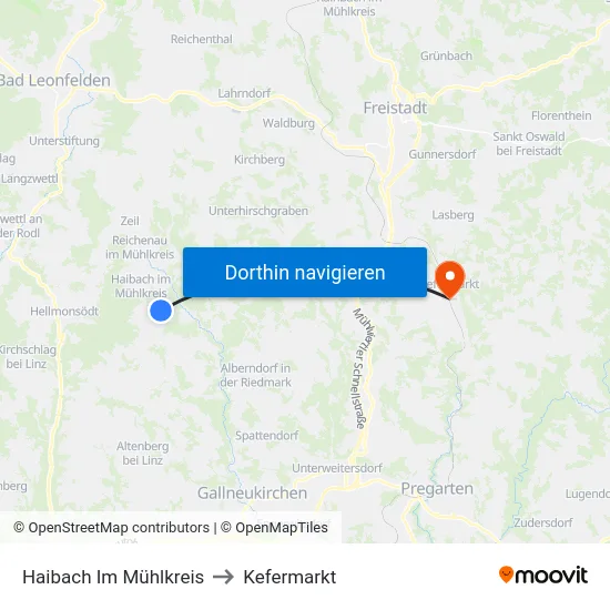 Haibach Im Mühlkreis to Kefermarkt map