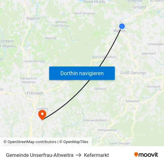Gemeinde Unserfrau-Altweitra to Kefermarkt map