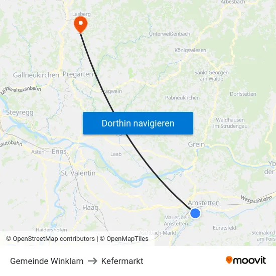 Gemeinde Winklarn to Kefermarkt map