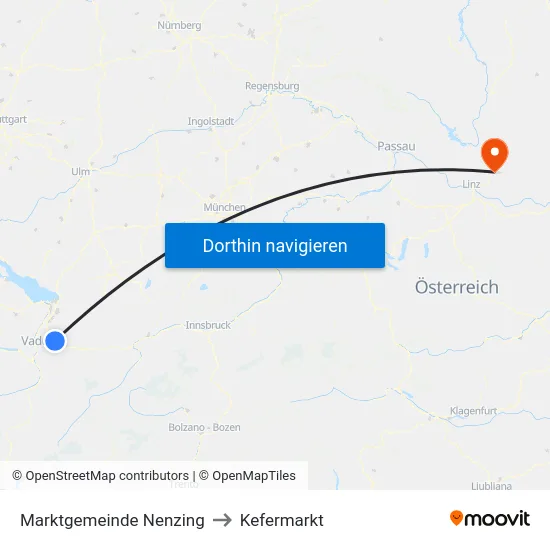 Marktgemeinde Nenzing to Kefermarkt map