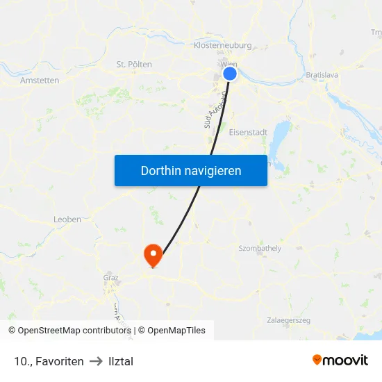 10., Favoriten to Ilztal map