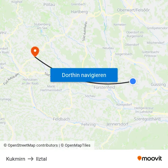 Kukmirn to Ilztal map