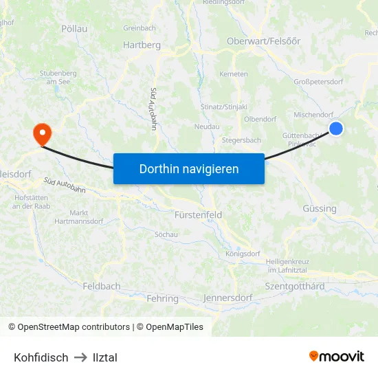 Kohfidisch to Ilztal map