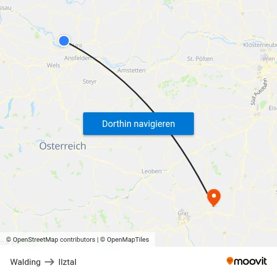 Walding to Ilztal map