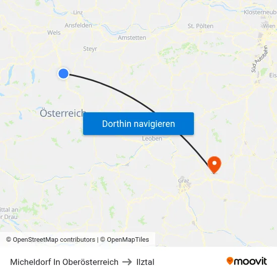 Micheldorf In Oberösterreich to Ilztal map
