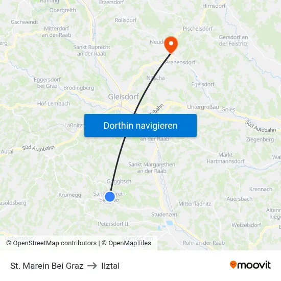 St. Marein Bei Graz to Ilztal map
