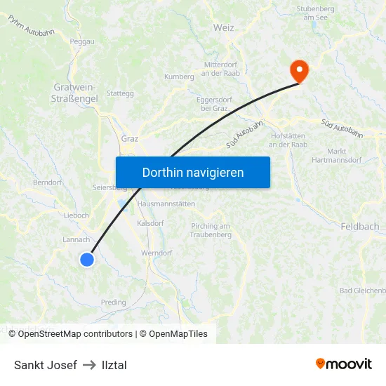 Sankt Josef to Ilztal map