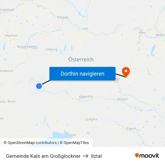 Gemeinde Kals am Großglockner to Ilztal map