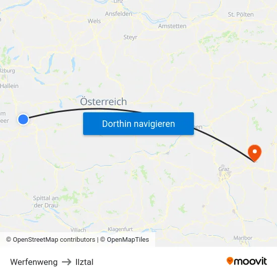 Werfenweng to Ilztal map