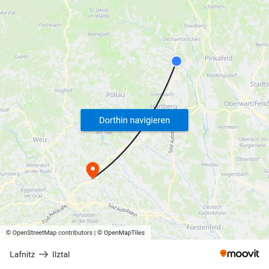 Lafnitz to Ilztal map